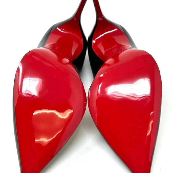 Christian Louboutin Pigalle Follies 100 Black Leather Pump Heels 37.5 - Picture 3 of 4